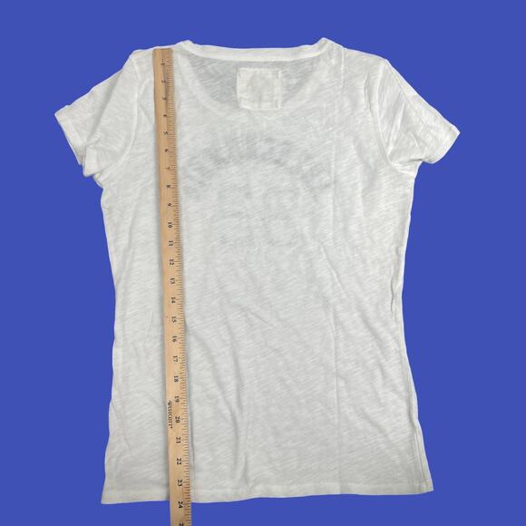 VTG 90s Y2K Abercrombie & Fitch Thin Burn Out T Shirt Women Sz M White 92 Sequin - Picture 5 of 6